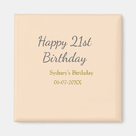 Pastel orange gray happy 21st birthday name date magneet