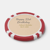 Pastel orange gray happy 21st birthday name date poker chips (Enkel)