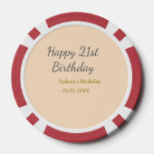 Pastel orange gray happy 21st birthday name date poker chips (Achterkant)