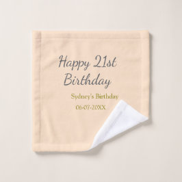 Pastel orange gray happy 21st birthday name date washandje