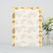 Pastel Orange Kawaii Rainbow Stationery Paper (Staand voorkant)