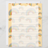 Pastel Orange Kawaii Rainbow Stationery Paper (Voorkant)