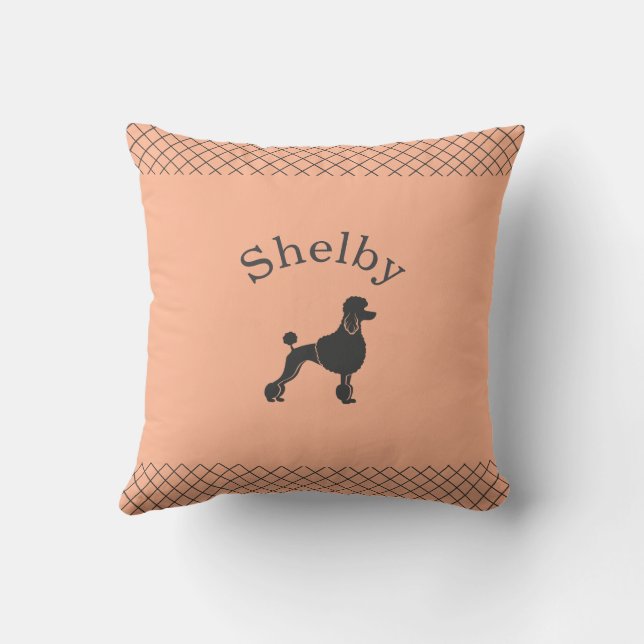 Pastel Orange Poodle Personalized Matching Kussen (Achterkant)