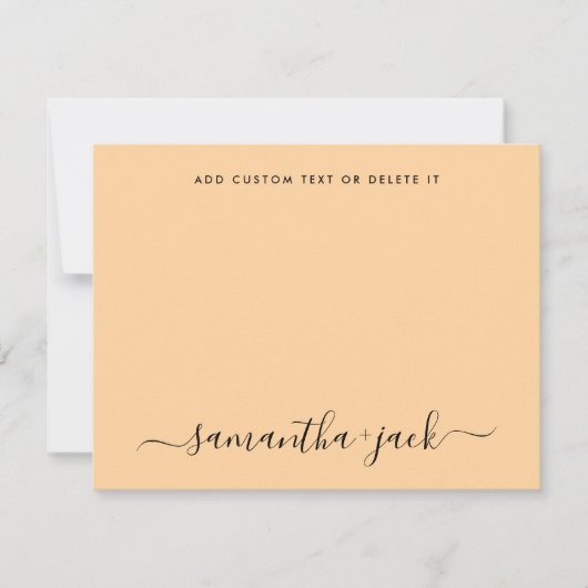 Pastel Orange Stylish Script Elegant Minimalist Notitiekaartje (Voorkant)