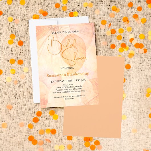 Pastel Oranje Abstract Bruidsdouche Achtergrond Kaart