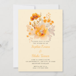 Pastel Oranje Bloemboeket Herfst Gele Trouw Kaart