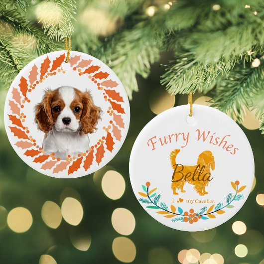 Pastel Oranje Cavalier King Charles Spaniel Keramisch Ornament