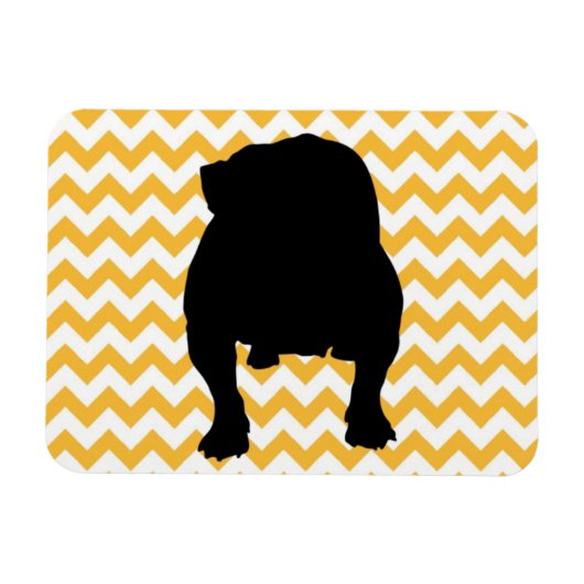 Pastel Oranje Chevron met Engelse bulledog Shadow Magneet (Horizontaal)