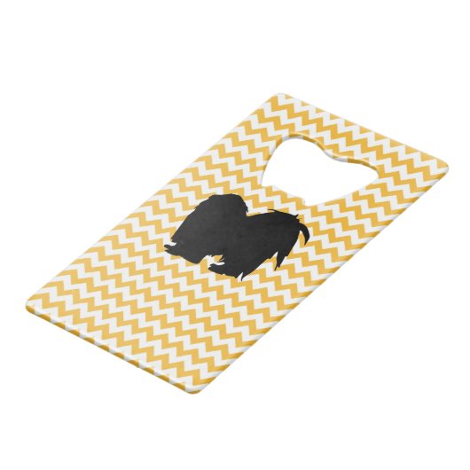 Pastel Oranje Chevron met Shih Tzu Creditkaart Flessenopener (Achterkant Gekanteld)