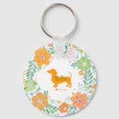 Pastel Oranje Dachshund Aangepaste Naam & Foto Sleutelhanger (Voorkant)