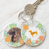 Pastel Oranje Dachshund Aangepaste Naam & Foto Sleutelhanger