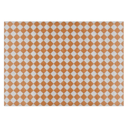 Pastel Oranje Diamond Checkerboard Snijplank (Voorkant)