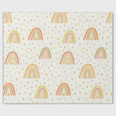 Pastel Oranje en Geel Boho Rainbows Patroon Cadeaupapier (Vlak)