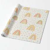 Pastel Oranje en Geel Boho Rainbows Patroon Cadeaupapier (Uitgerold)