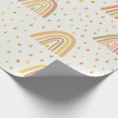 Pastel Oranje en Geel Boho Rainbows Patroon Cadeaupapier (Hoek)