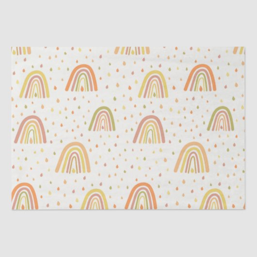 Pastel Oranje en Geel Boho Rainbows Patroon Tissuepapier (Voorkant)