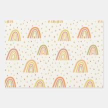 Pastel Oranje en Gele Boho Regenbogen met druppels