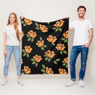 Pastel Oranje en Olijfgroen Fleece Deken