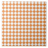 Pastel Oranje en wit diamant Check patroon Tegeltje (Voorkant)