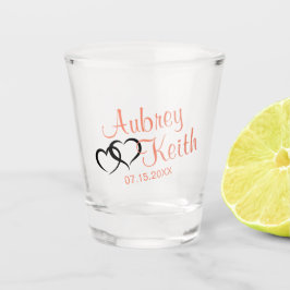 Pastel Oranje en Zwarte Bruid en Bruidegom Shot Glas