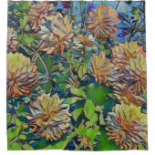 Pastel Oranje Flowers Shower Curtain Douchegordijn (Voorkant)