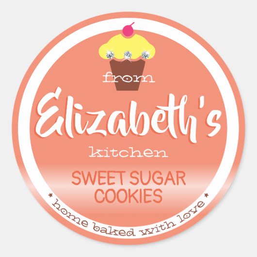 Pastel Oranje gebakken koekjes en perskoeken Ronde Sticker (Voorkant)