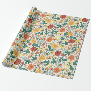 Pastel Oranje Gele Lente Dahlia Bloemen Bruiloft Cadeaupapier