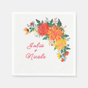 Pastel Oranje Gele Lente Dahlia Bloemen Bruiloft Servet