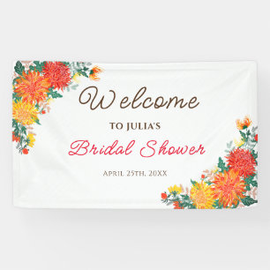 Pastel Oranje Gele Lente Dahlia Bloemen Bruiloft Spandoek