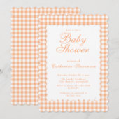 Pastel Oranje Gingham Babyshower Uitnodiging (Voorkant / Achterkant)