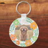 Pastel Oranje Goud Retriever Aangepaste Foto Sleutelhanger (Achterkant)