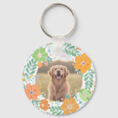 Pastel Oranje Goud Retriever Aangepaste Foto Sleutelhanger (Achterkant)
