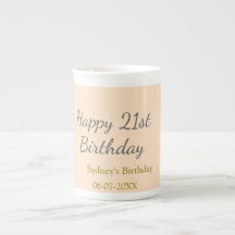 Pastel oranje grijze gelukkige 21e verjaardag naam