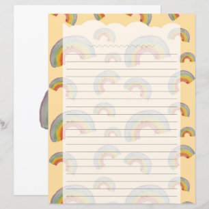 Pastel Oranje Kawaii Regenboog Briefpapier