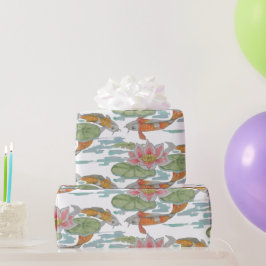 Pastel Oranje Koi Fish Pink Spring Garden Cadeaupapier