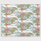 Pastel Oranje Koi Fish Pink Spring Garden Cadeaupapier (Vlak)