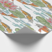 Pastel Oranje Koi Fish Pink Spring Garden Cadeaupapier (Hoek)