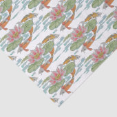 Pastel Oranje Koi Fish Pink Spring Garden W Tissuepapier (Detail)