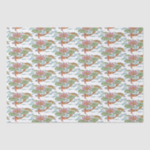 Pastel Oranje Koi Fish Pink Spring Garden W