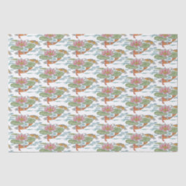 Pastel Oranje Koi Fish Pink Spring Garden W Tissuepapier