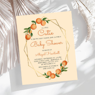 Pastel Oranje Lieve Kleine Baby Shower Uitnodiging