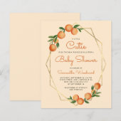 Pastel Oranje Little Cutie Baby shower Invitation (Voorkant / Achterkant)