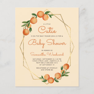 Pastel Oranje Little Cutie Baby shower Invitation
