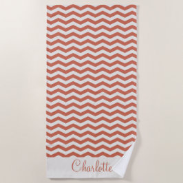 Pastel oranje naam zig zag streep geometrisch strandlaken