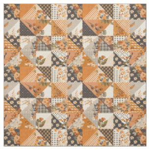Pastel Oranje Patchwork Vintage Cottagecore Dekbed Stof