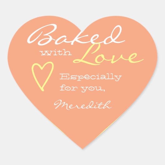 Pastel Oranje Peach Simple Made Love Heart Shape Hart Sticker (Voorkant)