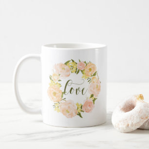 Pastel Oranje pioenenkrans   liefdesbrief Koffiemok
