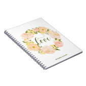 Pastel Oranje pioenenkrans | liefdesbrief Notitieboek (Rechterzijde)