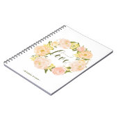 Pastel Oranje pioenenkrans | liefdesbrief Notitieboek (Linkerzijde)