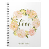 Pastel Oranje pioenenkrans | liefdesbrief Notitieboek (Voorkant)